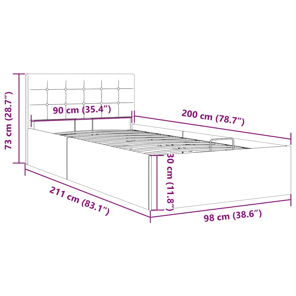 vidaXL Bed Frame with Hydraulic Storage Fabric Dark Grey 90x200 cm