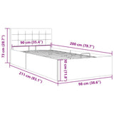 vidaXL Bed Frame with Hydraulic Storage Fabric Dark Grey 90x200 cm