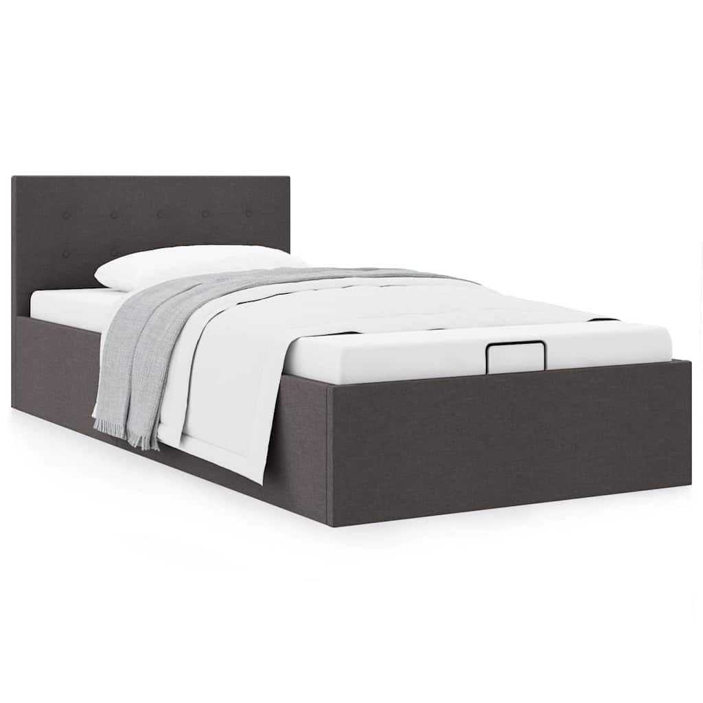 vidaXL Bed Frame with Hydraulic Storage Fabric Dark Grey 90x200 cm