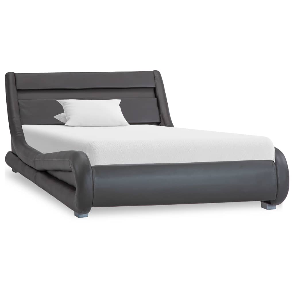 vidaXL Bed frame with LED artificial leather grey 100x200 cm