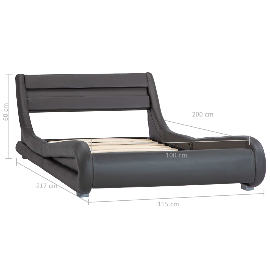 vidaXL Bed frame with LED artificial leather grey 100x200 cm