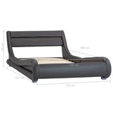 vidaXL Bed frame with LED artificial leather grey 100x200 cm