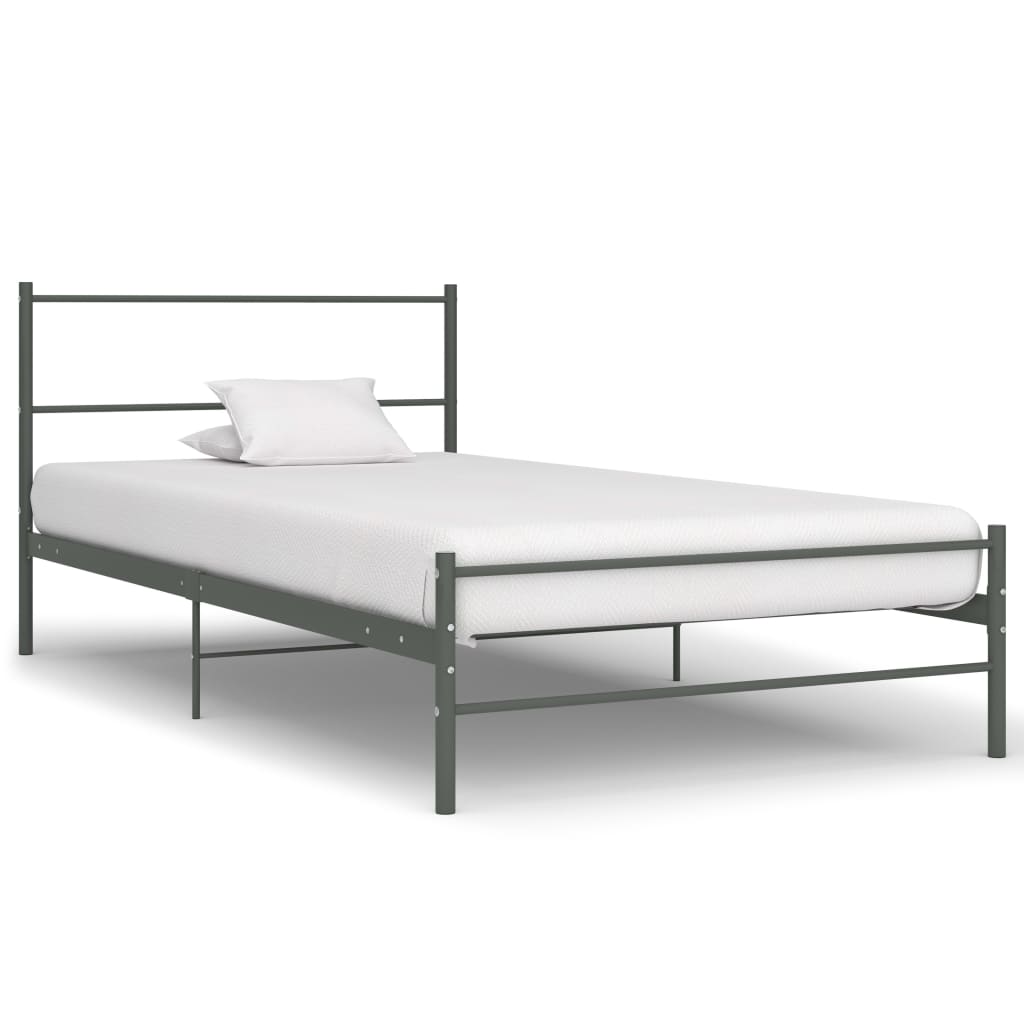 vidaXL Metal Bed Frame Grey 90x200 cm