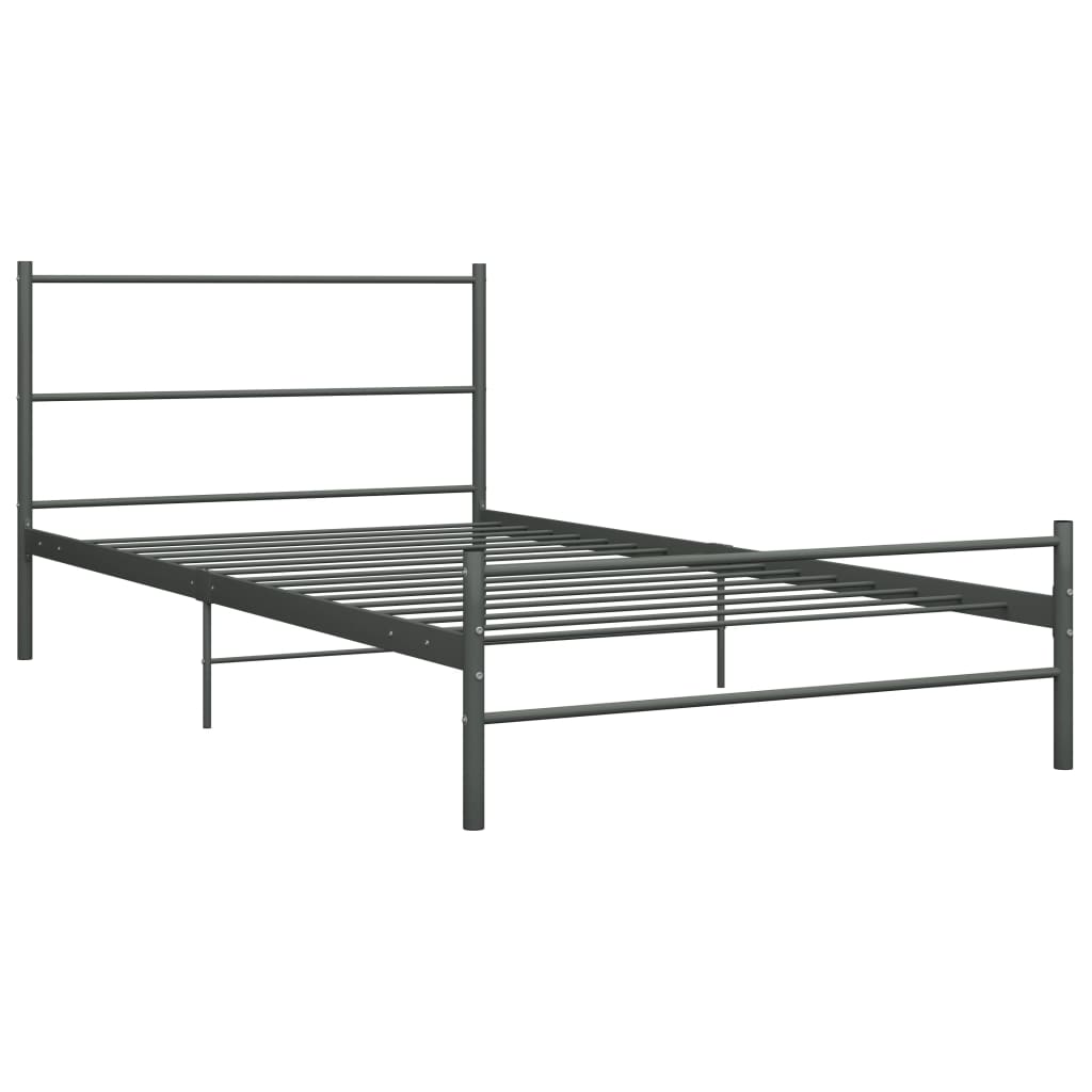 vidaXL Metal Bed Frame Grey 90x200 cm