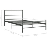 vidaXL Metal Bed Frame Grey 90x200 cm