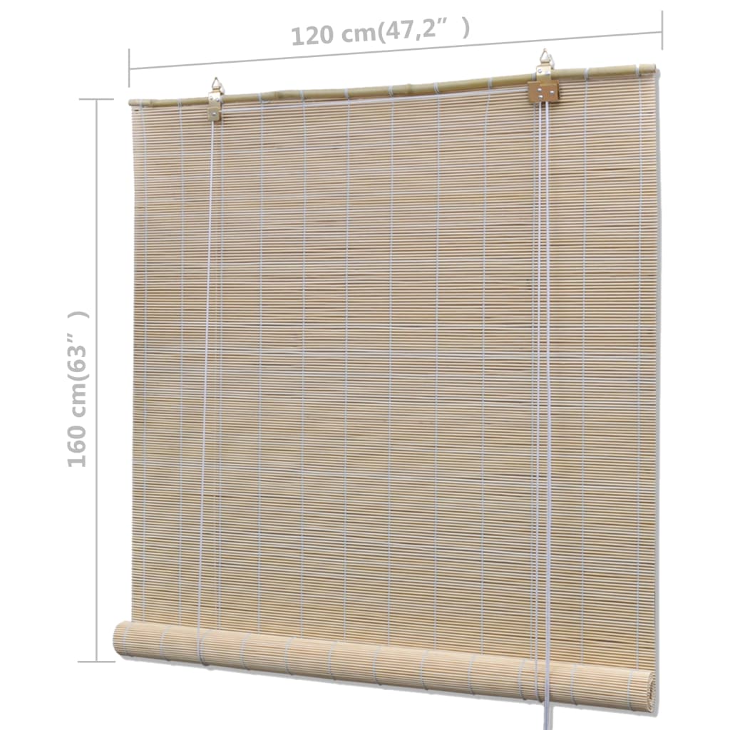 vidaXL Roller Blinds 2 pcs 120x160 cm bamboo natural