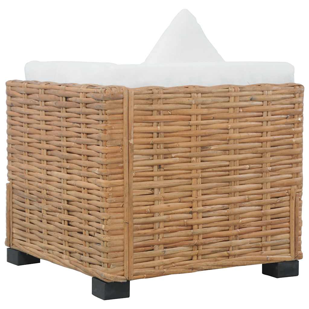 vidaXL Hoekbank met kussens natuurlijk rattan
