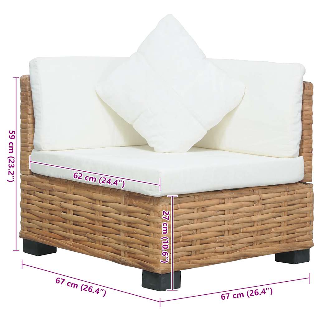 vidaXL Hoekbank met kussens natuurlijk rattan