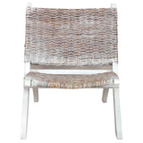 vidaXL Relaxstoel natuurlijk kubu rattan en massief mahoniehout wit