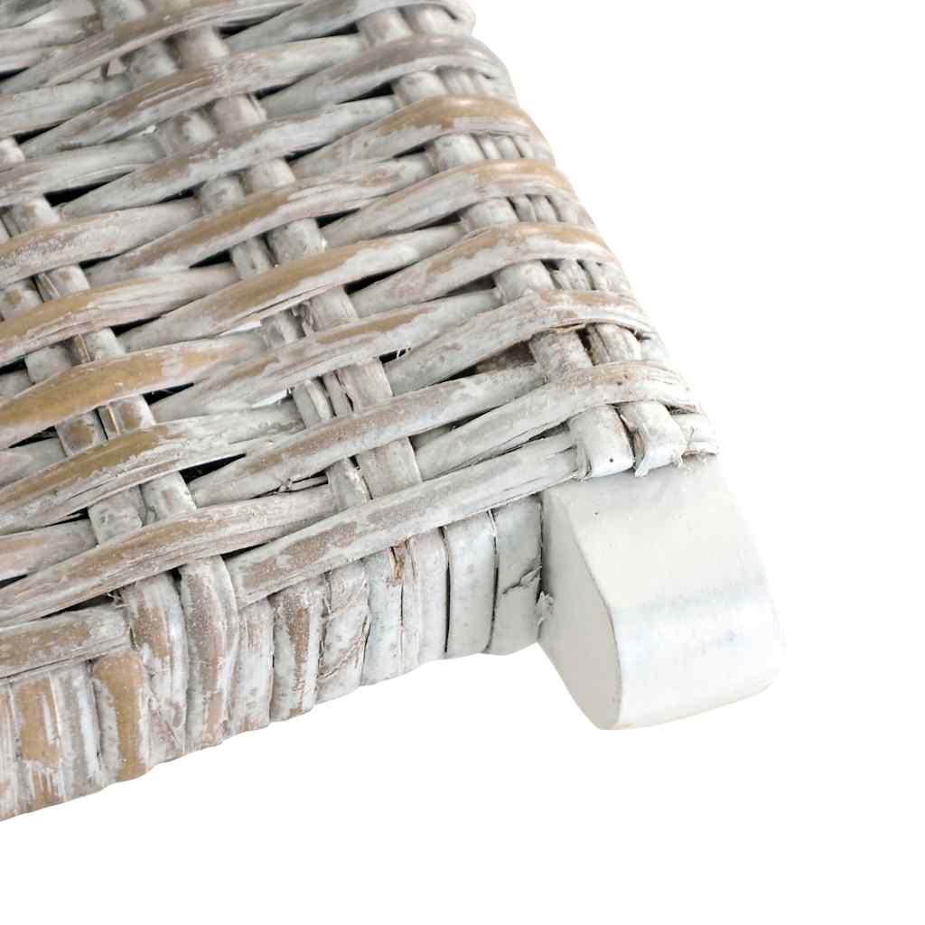 vidaXL Relaxstoel natuurlijk kubu rattan en massief mahoniehout wit