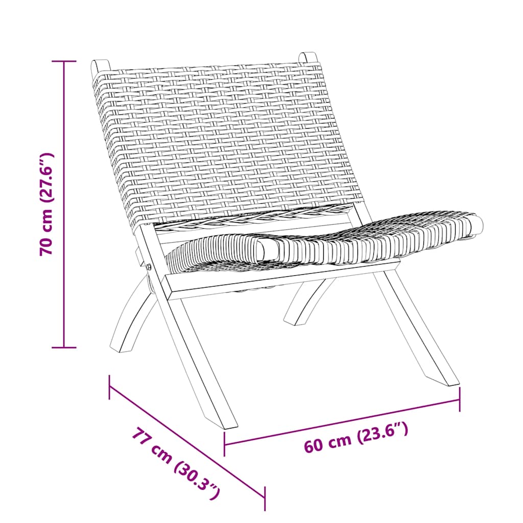 vidaXL Relaxstoel natuurlijk kubu rattan en massief mahoniehout wit