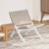 vidaXL Relaxstoel natuurlijk kubu rattan en massief mahoniehout wit