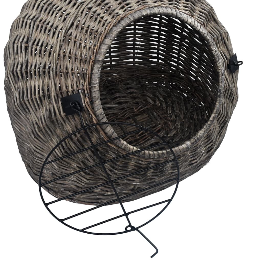 vidaXL Kattendrager 45x35x35 cm natuurlijk wilgenhout grijs