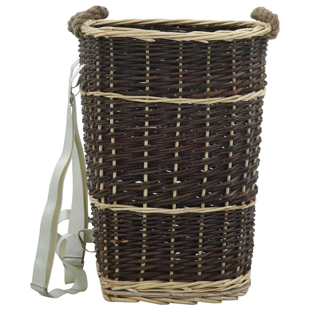 vidaXL Log Basket with Carry Handles 44.5x37x50 cm Natural Willow