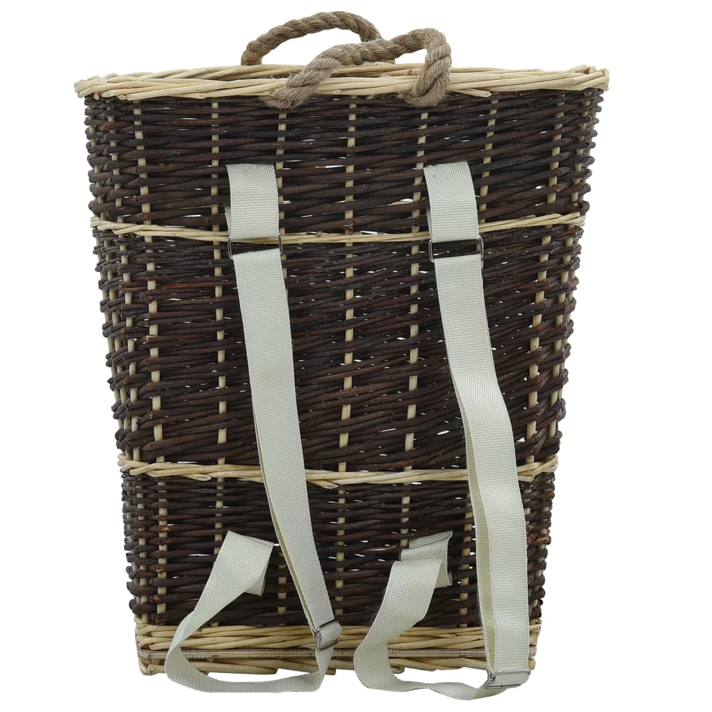 vidaXL Log Basket with Carry Handles 44.5x37x50 cm Natural Willow