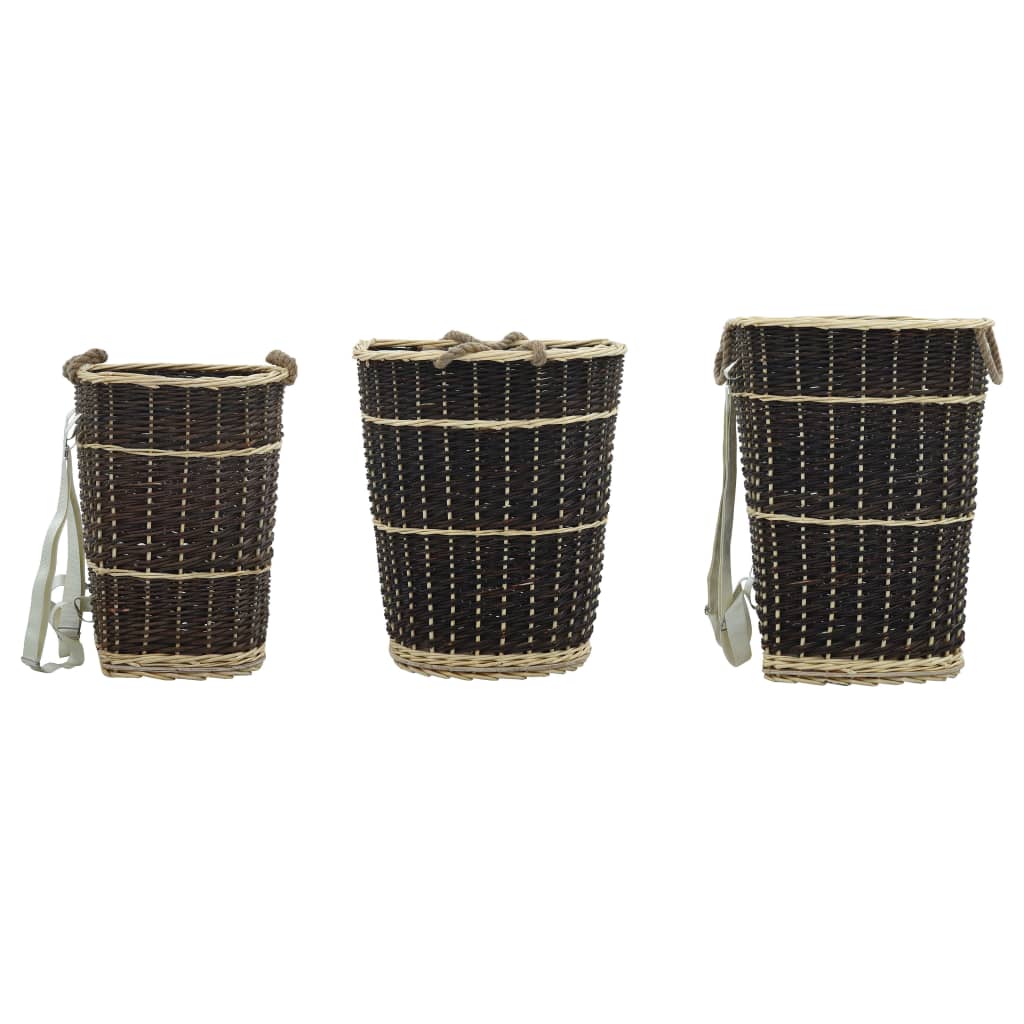 vidaXL Log Basket with Carry Handles 44.5x37x50 cm Natural Willow