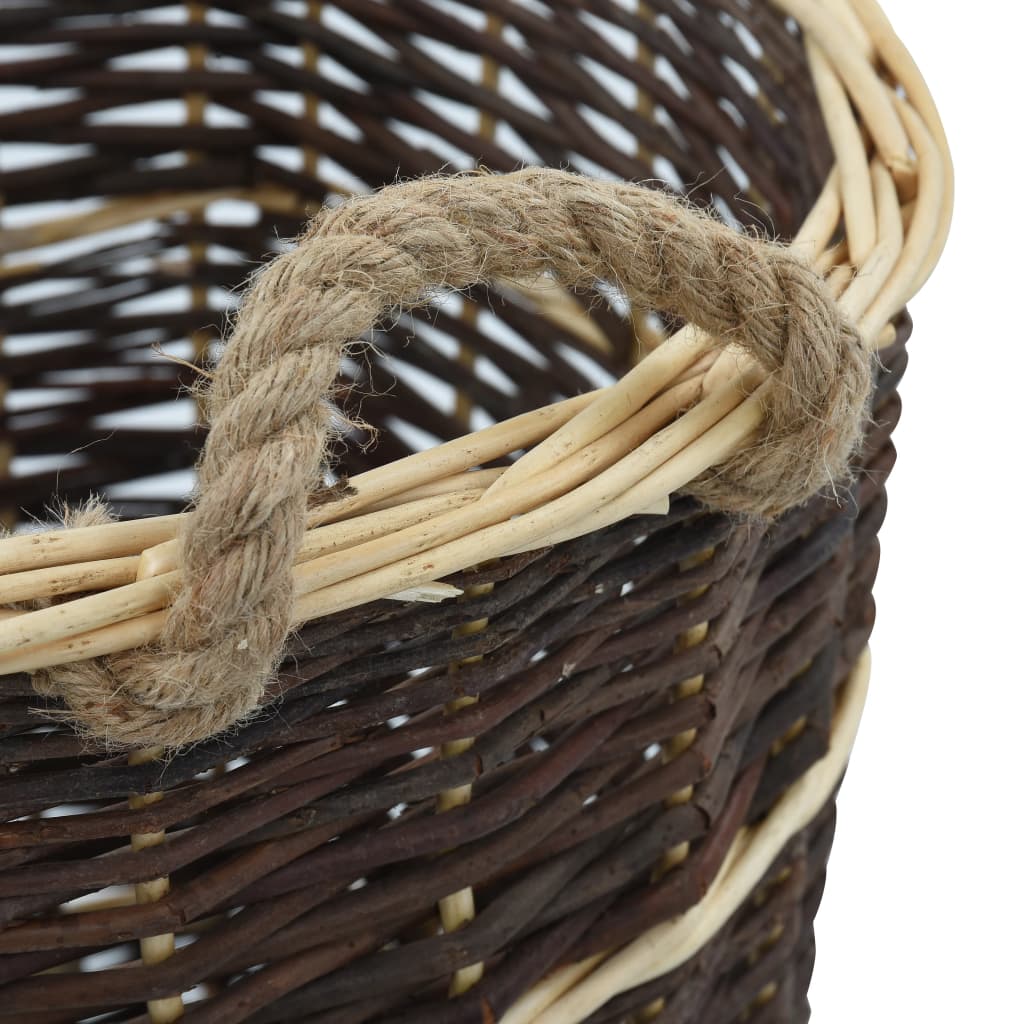 vidaXL Log Basket with Carry Handles 44.5x37x50 cm Natural Willow