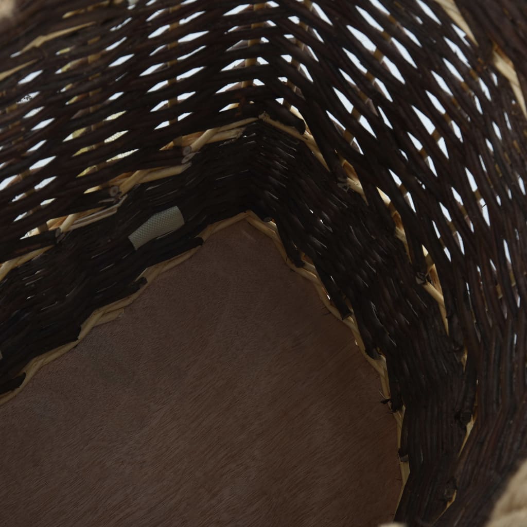 vidaXL Log Basket with Carry Handles 44.5x37x50 cm Natural Willow