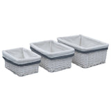 vidaXL 3-Piece Stackable Willow Basket Set White