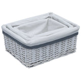 vidaXL 3-Piece Stackable Willow Basket Set White