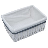 vidaXL 3-Piece Stackable Willow Basket Set White