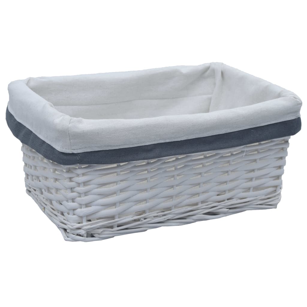 vidaXL 3-Piece Stackable Willow Basket Set White