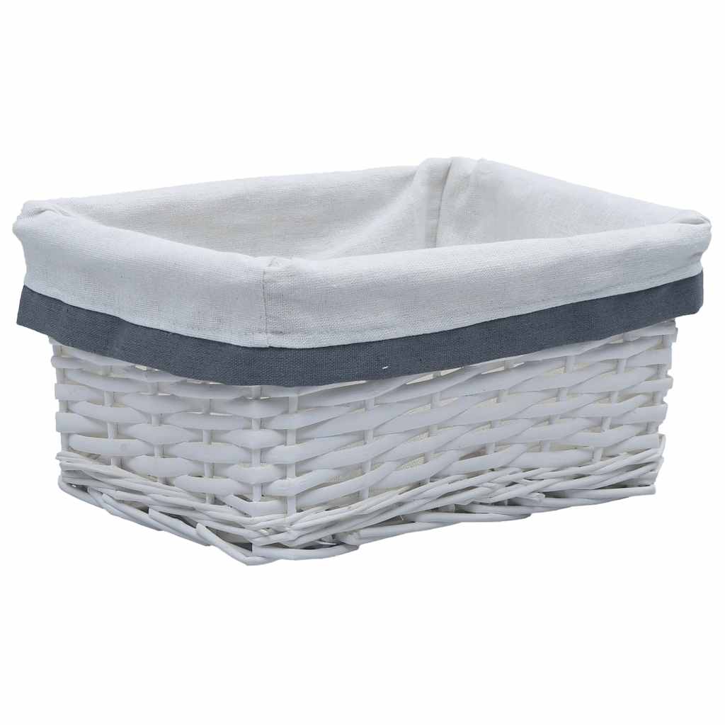 vidaXL 3-Piece Stackable Willow Basket Set White