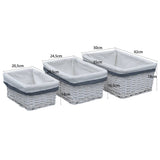 vidaXL 3-Piece Stackable Willow Basket Set White