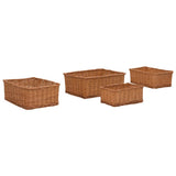 vidaXL 4-Piece Stackable Willow Basket Set Brown