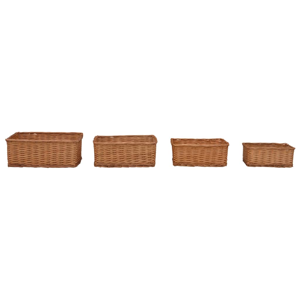 vidaXL 4-Piece Stackable Willow Basket Set Brown