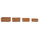 vidaXL 4-Piece Stackable Willow Basket Set Brown