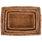vidaXL 4-Piece Stackable Willow Basket Set Brown