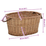 vidaXL Log Basket with Handles 56x40x28 cm Natural Willow