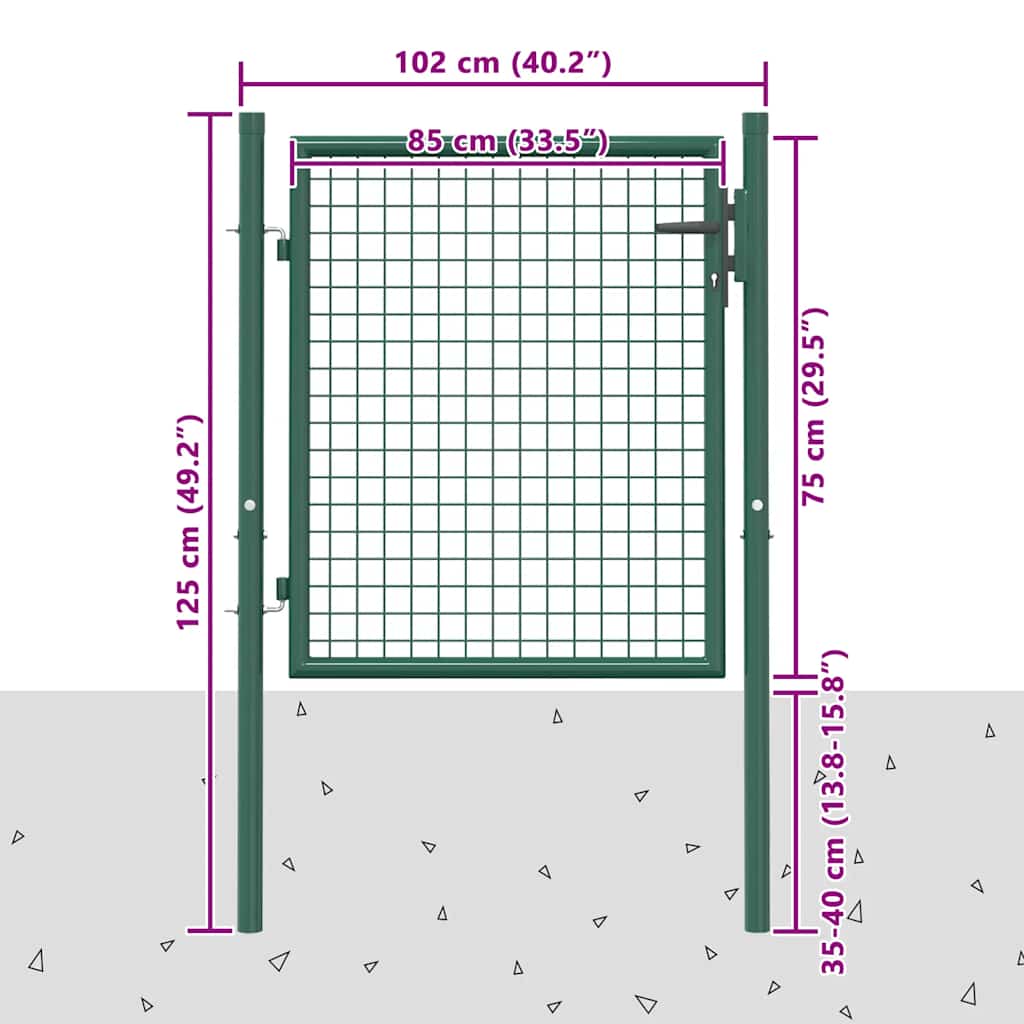 vidaXL Hekpoort acier 100x75 cm vert