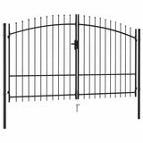 vidaXL Double Gate with Spear Top 299.5x224.5 cm Steel Black