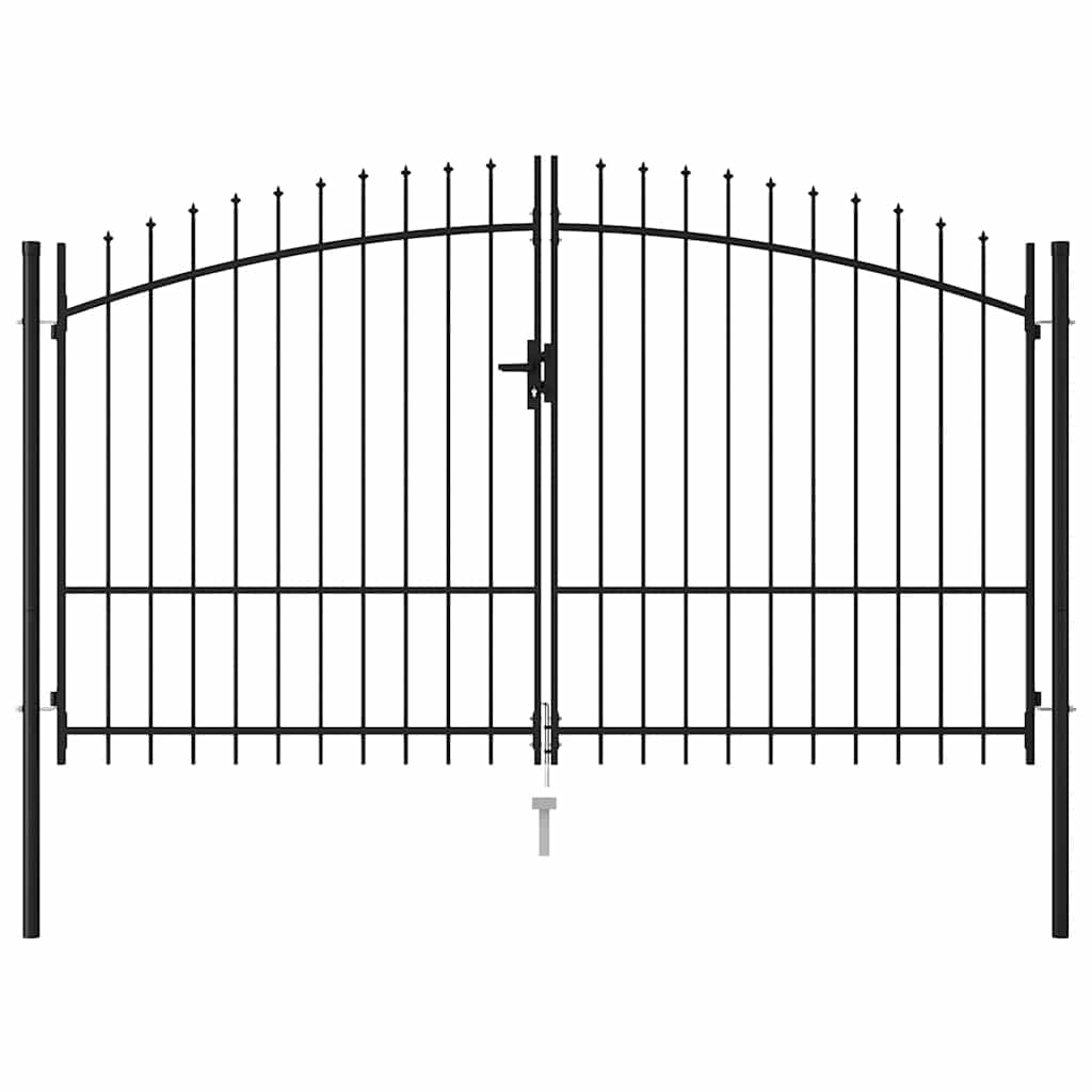 vidaXL Double Gate with Spear Top 299.5x224.5 cm Steel Black