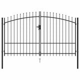 vidaXL Double Gate with Spear Top 299.5x224.5 cm Steel Black
