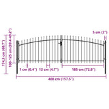 vidaXL Double Gate with Spear Top 400x174.5 cm