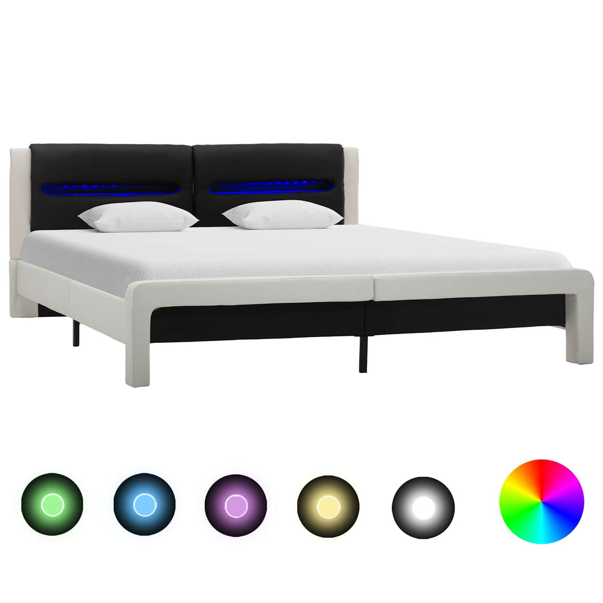 vidaXL Bed Frame with Headboard White and Black 120x200 cm Faux Leather