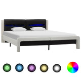 vidaXL Bed Frame with Headboard White and Black 120x200 cm Faux Leather