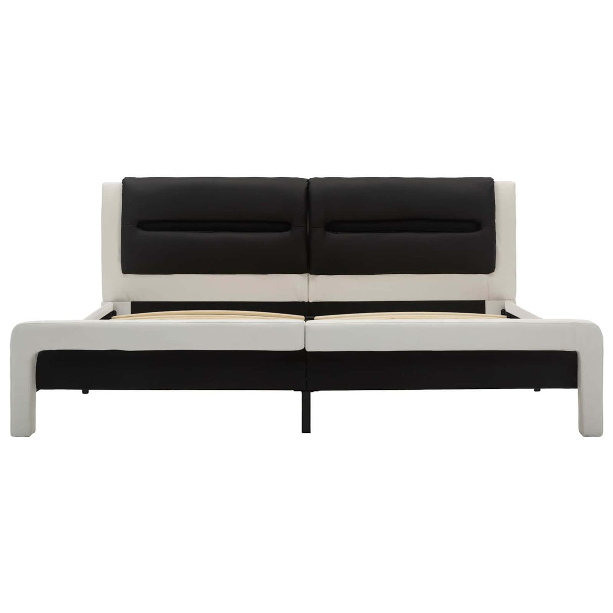 vidaXL Bed Frame with Headboard White and Black 120x200 cm Faux Leather