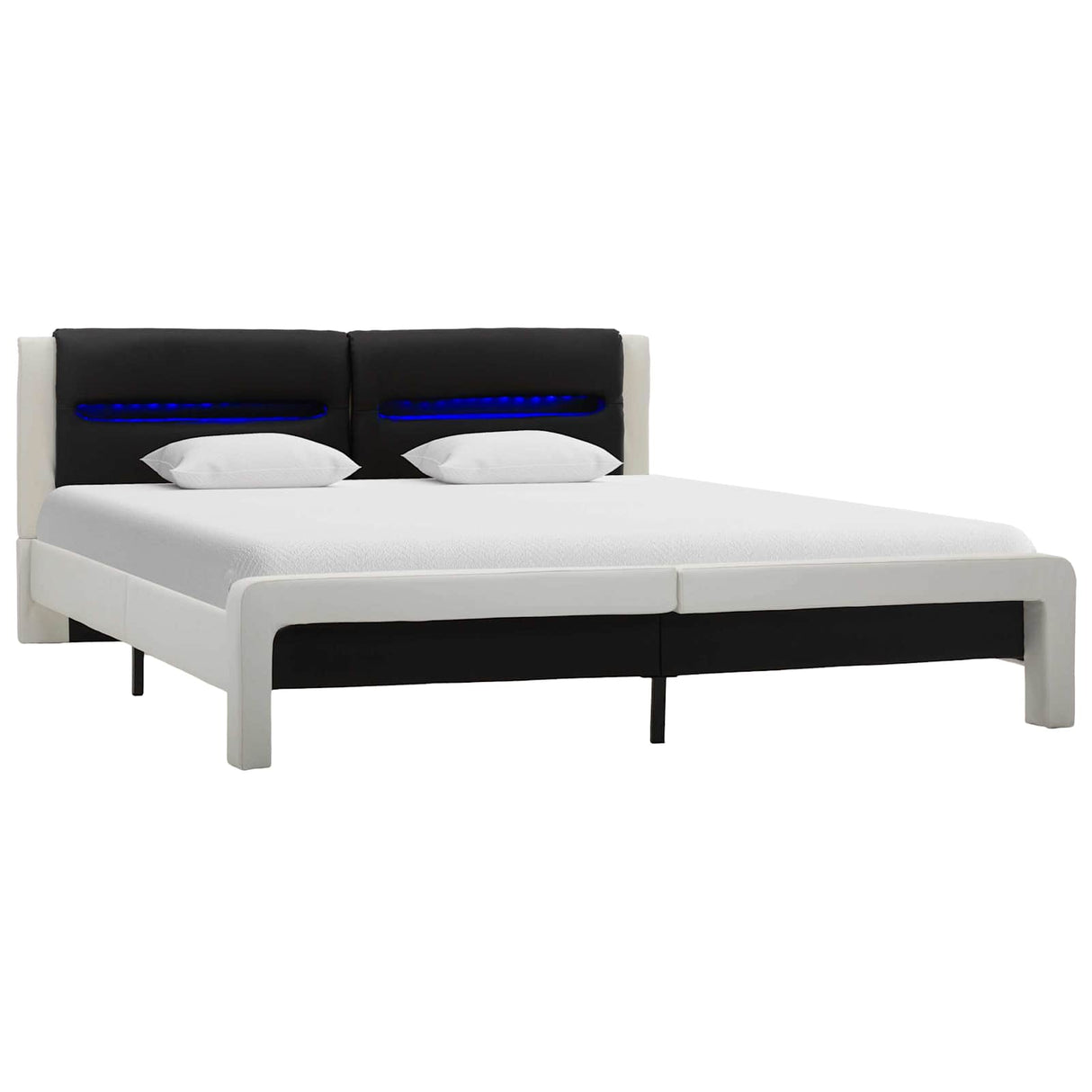 vidaXL Bed Frame with Headboard White and Black 120x200 cm Faux Leather
