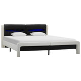 vidaXL Bed Frame with Headboard White and Black 120x200 cm Faux Leather