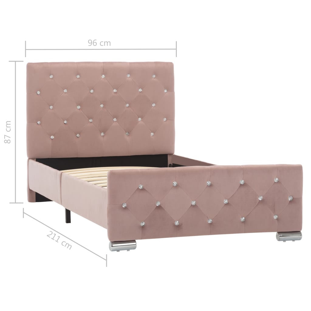 vidaXL Bed Frame Velvet Pink 90x200 cm