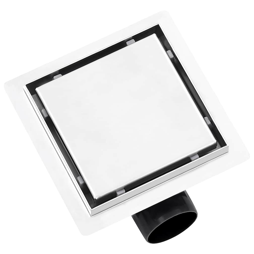 vidaXL Shower Drain with 2-in-1 Lids 15x15 cm Stainless Steel