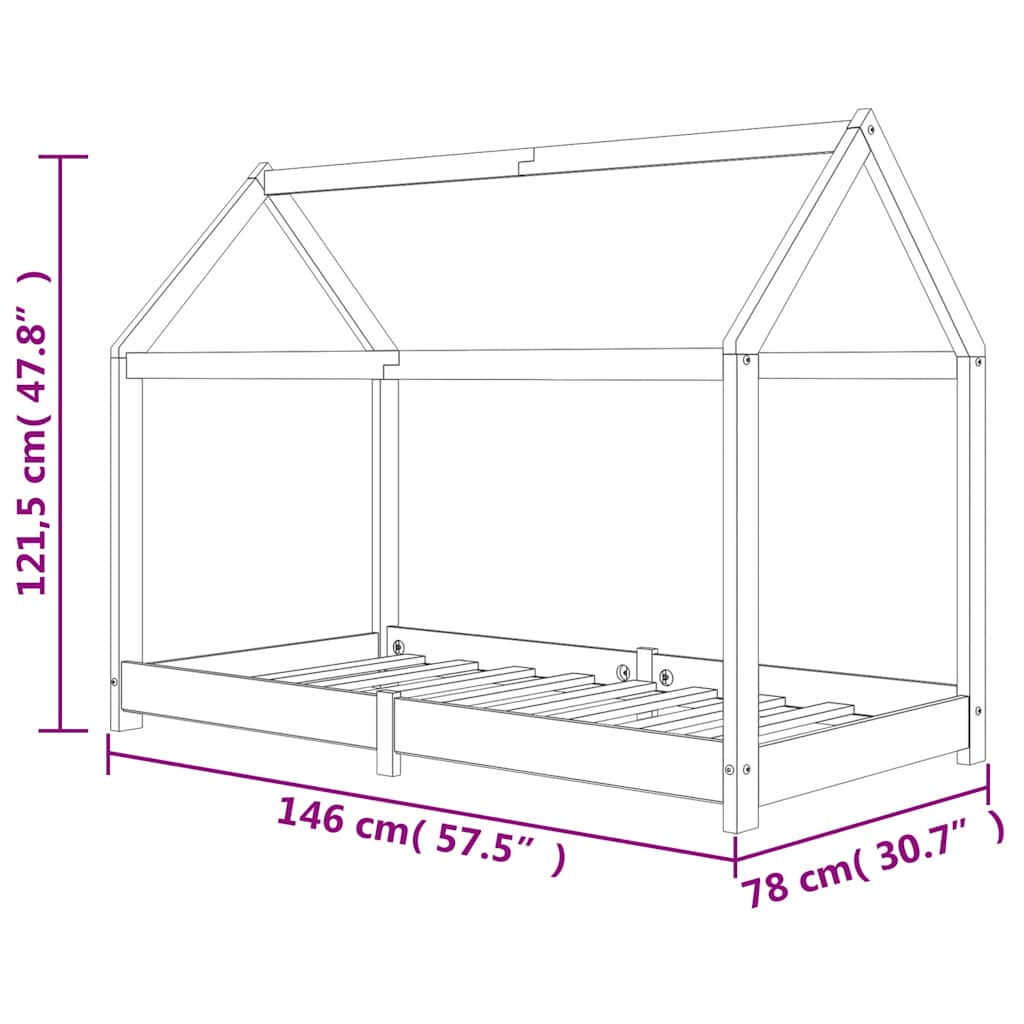 vidaXL Kids' Bed Frame Solid Pine Wood 70x140 cm