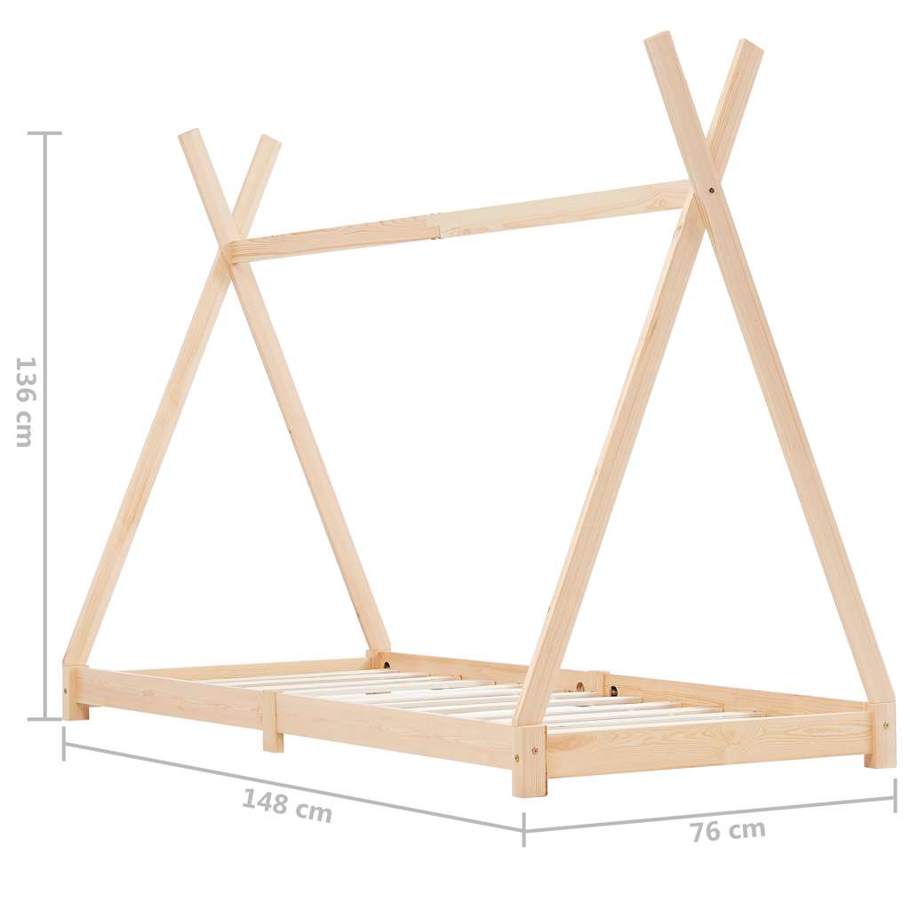 vidaXL Kids' Bed Frame Solid Pine Wood 70x140 cm