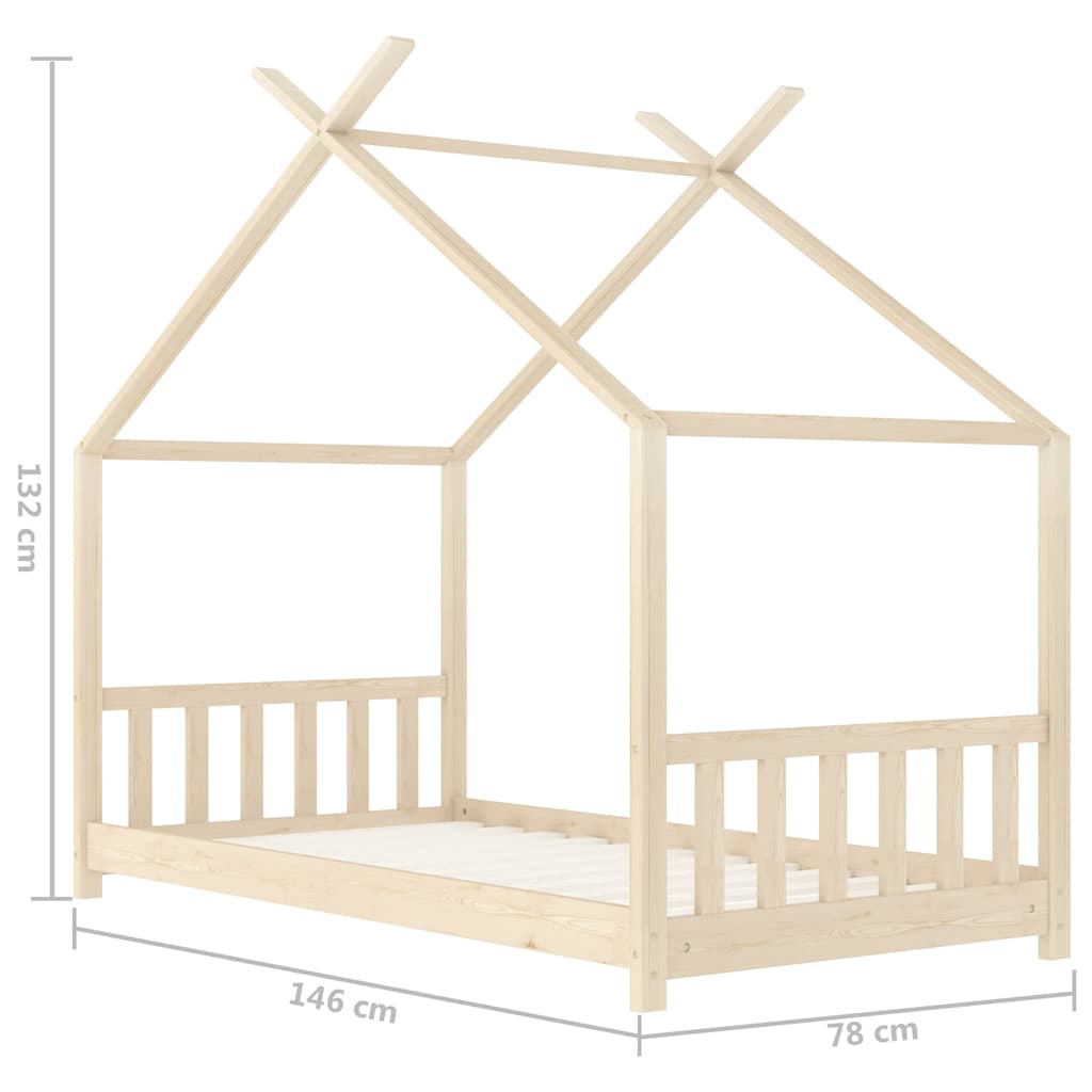 vidaXL Kids' Bed Frame Solid Pine Wood 70x140 cm