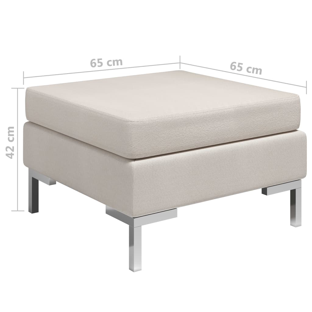 vidaXL Sectional Footstool with Cushion Fabric Cream