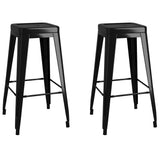 vidaXL Bar Stools 2 pcs stackable metal black